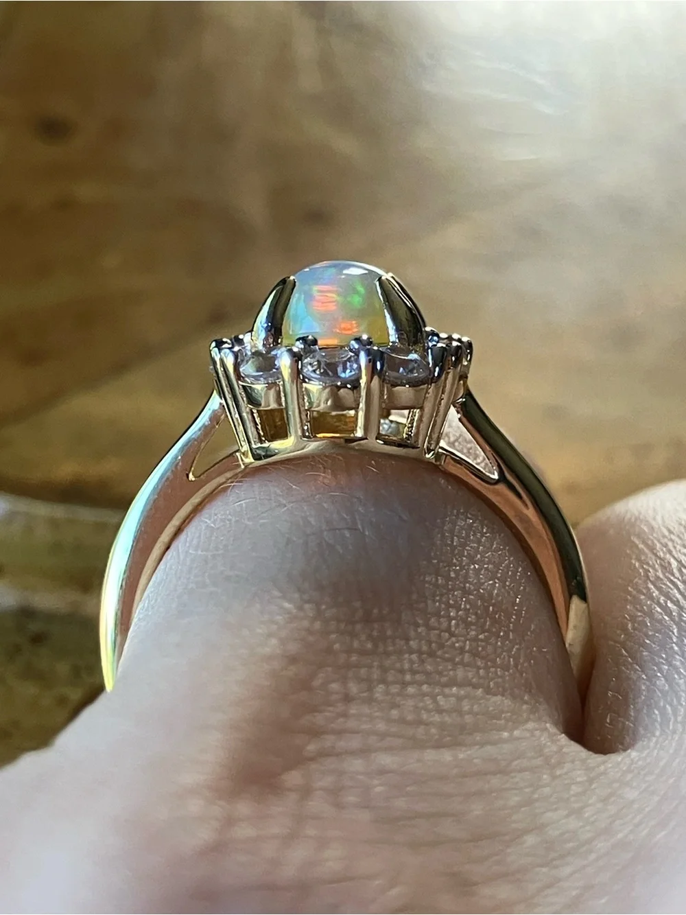 Natural Ethiopian Honey Opal Sterling Silver Ring Size 6.75